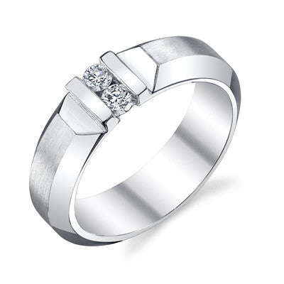Beveled Diamond Gents Ring
